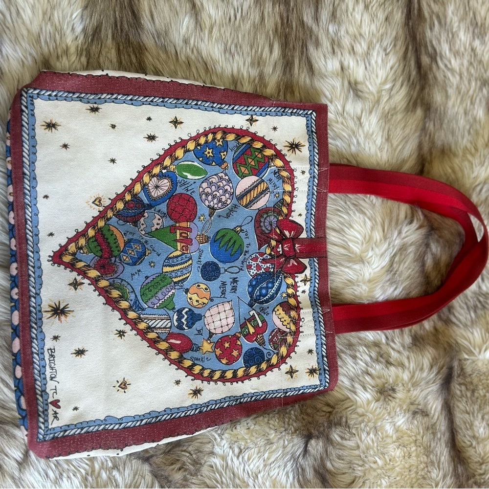 Brighton Multicolor Heart Tote with Red Handles